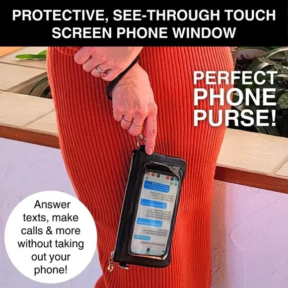 Stylish Touch Screen Crossbody Purse for Effortless Connectivity - Black